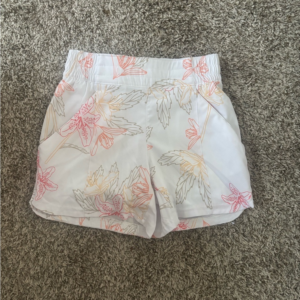 Columbia High Waist White and Pink Floral Shorts